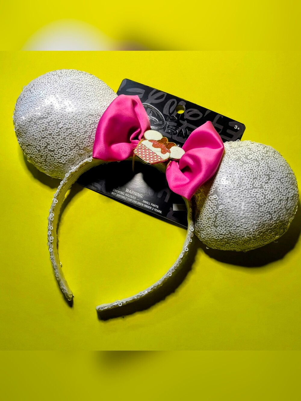 Sequin Minnie Ear Headband with Hot Pink Bow..
